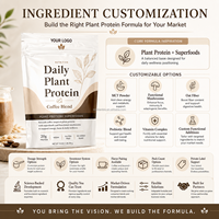 Mélange de café protéiné végétal quotidien OEM ODM, formule personnalisée, végétalien, sachet de 454g, fournisseur d'usine en gros