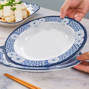 Vente en gros de <span class=keywords><strong>vaisselle</strong></span> personnalisée bon marché pour restaurant et hôtel Assiettes à soupe en mélamine de 8 pouces à imprimé floral bleu - Product Image 4
