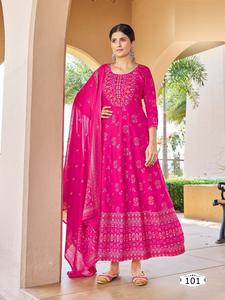 Nouveauté vêtements indiens et pakistanais robe longue rayonne lourde imprimée avec Dupatta pour mariage et fête - Product Image 5