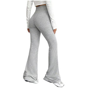 Pantalon de survêtement Empilé Bas Double Taille Coton Gaufré Surdimensionné Baggy Jogger Streetwear Pantalon Évasé Hommes - Product Image 3