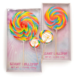 Vente en gros de boîte cadeau 500g de sucettes rondes surdimensionnées aux saveurs de fruits sucettes géantes en tourbillon faites de sucre emballées en vrac - Product Image 1