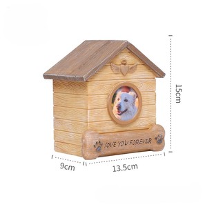 Kotak Kenangan Berbentuk Rumah Hewan Peliharaan dengan Bingkai Foto Versi Anjing dan Kucing, Kotak Penyimpanan Kenangan Sayap Malaikat Resin. - Product Image 3