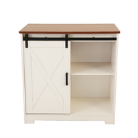 Meuble console de salon personnalisé, style ferme moderne, avec panneau en bois rustique et porte coulissante type grange, pour salle à manger