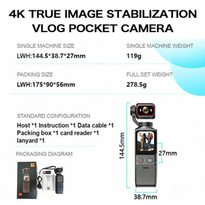 Caméra d'action de <span class=keywords><strong>poche</strong></span> 4K 1080p, portable, anti-vibrations, écran tactile, enregistreur WiFi, grand angle 180°, batterie de 3000 mAh - Product Image 2