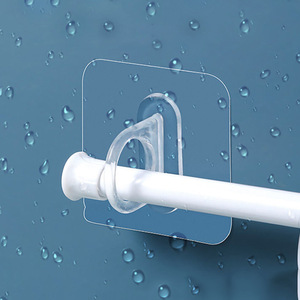 Transparent Adhesive Hook Single Plastic Wall Mount Bathroom Shower Gel Holder Curtain Rod Bracket 0 1kg Load Capacity - Product Image 2
