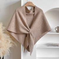 Écharpes triangulaires unies à enrouler, châles jacquard à carreaux, ponchos de style européen, châles chauds en laine à franges pour femme pour l'hiver
