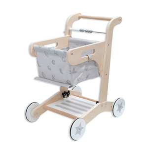 Toptan ahşap bebek yürüteci erken öğrenme alışveriş sepeti yürümeye başlayan rol oynamak sevimli Mini ahşap oyuncak alışveriş arabaları - Product Image 1