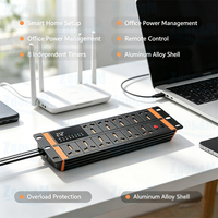 Regleta inteligente WiFi personalizada de fábrica con control remoto por aplicación, programación y protección contra sobrecargas, protector contra sobretensiones, cable de extensión