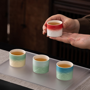 Juego de tazas de té de diseño clásico pintado a mano colores maestros paisaje cerámica porcelana cerámica para uso doméstico regalo de negocios - Product Image 3