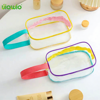 Sac de maquillage transparent en PVC avec logo personnalisé UIOWIO pour femmes, trousse de toilette, grande capacité, sac de plage d'été