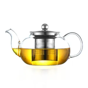 स्टेनलेस स्टील फिल्टर के साथ बोरोसिलिकेट ग्लास चाय की केतली: गर्मी प्रतिरोधी और चाय बनाने के लिए बिल्कुल सही