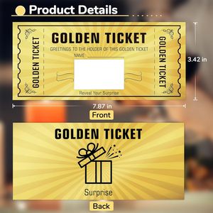 Ticket de cinéma, carte cadeau, carte à gratter, cadeau surprise, révélation de ticket d'or avec enveloppe et autocollants à gratter - Product Image 2