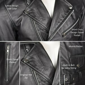 Custom Designed Slim Fit Genuine Lambskin Black Motorbike Leather <b>Jacket</b> for Men Windproof Adult <b>Biker</b> Sportswear for Racing - Product Image 5