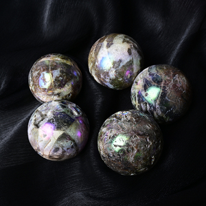 Wholesale Electroplated AB Flash Natural Sphalerite Sphere for Home Desktop Decoration - Product Image 3