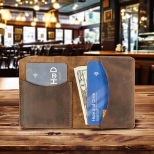 For Vintage Crazy Horse Leather Bifold <b>Slim</b> Anti-Theft RFID Thread Short Large Capacity <b>Card</b> <b>Holder</b> Slots ID Window Cotton - Product Image 4