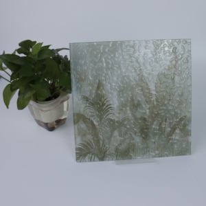 Panel de Vidrio Artístico Laminado con Resina de Hojas de Palma de Selva Tropical, Patrón de Planta Natural, Vidrio Decorativo para Decoración de Paredes - Product Image 1