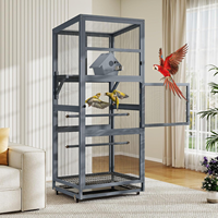 Volière d'extérieur moderne, simple et populaire, grande cage en bois pour perruches avec perchoir et nid