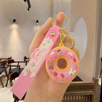 Großhandel 3D Süße Donut Kawaii Lebensmittel Dessert Weicher PVC Schlüsselanhänger Charm Anhänger für Party Souvenirs Geschenkshop Merchandise
