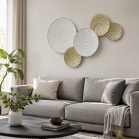 Décorations murales en métal pour l'intérieur, pas cher, 66,04*4,45*43,18CM, blanc crème et or, pour le salon