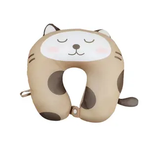 ECOTRIP Kids Beads Travel Pillow Toddler Neck Pillow U-Shaped Animal Baby Neck Pillows with 3D Embroidery for Airplane and Car