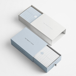 Caja Rígida de Papel de Arte con Acabado Mate Azul y Logotipo Personalizado, Embalaje con Cinta de Estampado en Caliente y Cajón Deslizable - Product Image 3