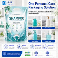 Sac de recharge de shampoing imprimé sur mesure en boîte de 3L avec valve de distribution, emballage liquide anti-fuite pour marque de soins personnels