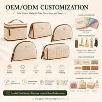 Sac à cosmétiques en cuir PU matelassé avec motif uni de luxe et fermeture ouverte - saloveybags
