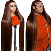 Perruques sans colle brun roux, cheveux humains, perruque frontale en dentelle HD 13x4, perruque frontale en cheveux humains bruts vietnamiens brun chocolat ombré, fournisseur