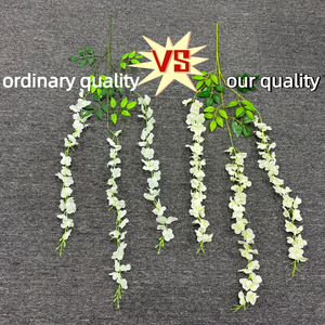 L050 Fleurs artificielles en vigne, glycine colorée, décoration de plafond pour mariage, hôtel, 110 cm de long, fleurs de glycine pour mariage - Product Image 2