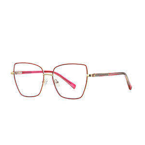 Trung Quốc Nhà sản xuất ánh sáng màu xanh chặn máy tính Kính mắt thiết kế mới kim loại Cat Eye rõ ràng kính quang học hoặc khung quang học - Product Image 2