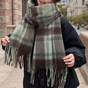 新しいファッション韓国スタイルチェック柄スカーフ女性用冬秋と冬の暖かい伝統的なスカーフ & ショール - Product Image 4