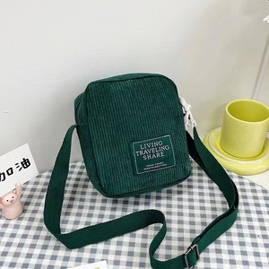 Petit sac à bandoulière en toile pour femmes Petit sac à bandoulière en tissu corduroy pour téléphone à clés Rose Sacs à bandoulière Mignon sac à main à fermeture éclair pour fille - Product Image 5