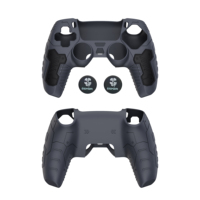Coque de protection en silicone antidérapante bicolore pour manette, colorée avec deux capuchons de joystick à motifs multiples pour PS5 DualSense