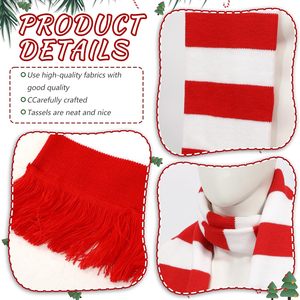 Bufanda de punto a rayas rojas y blancas SINSEN, larga, térmica, cálida para invierno, para mujeres y hombres - Product Image 3