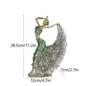 Set <span class=keywords><strong>de</strong></span> Esculturas <span class=keywords><strong>de</strong></span> Resina <span class=keywords><strong>de</strong></span> Bailarina <span class=keywords><strong>de</strong></span> Pavo Real - Figuras Art Deco Vintage en Turquesa y Dorado - Product Image 6