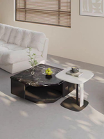 Table basse moderne de luxe en dalle de roche, style minimaliste italien, mobilier de maison, table d'appoint pour salon, table d'angle