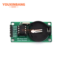 Module d'horloge temps réel DS1302 avec pile CR2032, module de composant électronique de chronométrage en cas de panne de courant, carte verte