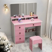 Coiffeuse moderne simple en bois avec grand miroir, design multifonctionnel et démontable pour chambre à coucher et petit appartement