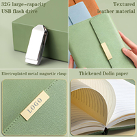 Ensemble de bloc-notes et stylo A5 en cuir PU personnalisable de luxe pour entreprise, promotionnel, en gros, avec clé USB