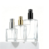 Flacon de parfum carré de qualité supérieure en verre, diffuseur 10ml 15ml 30ml 50ml 100ml, bouchon en aluminium doré, atomiseur de parfum pour femmes