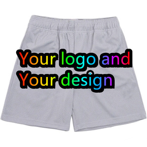 Shorts de sport en maille pour femmes, taille élastique, style hip-hop, couleur unie, avec impression de logo personnalisé ; Pantalons de basketball tendance pour hommes et garçons - Product Image 6