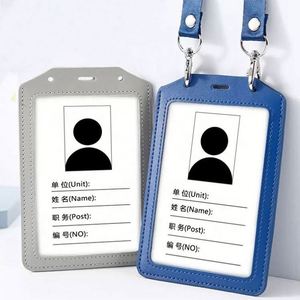 Vintage Style Dual Vertical PU Leather RFID Badge Holder Transparent ID Card & Credit Card Name Holder - Product Image 5