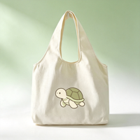 Sac fourre-tout en toile à motif animalier de dessin animé, léger et réutilisable, idéal pour les étudiants, les événements sur le campus et les rencontres sportives.