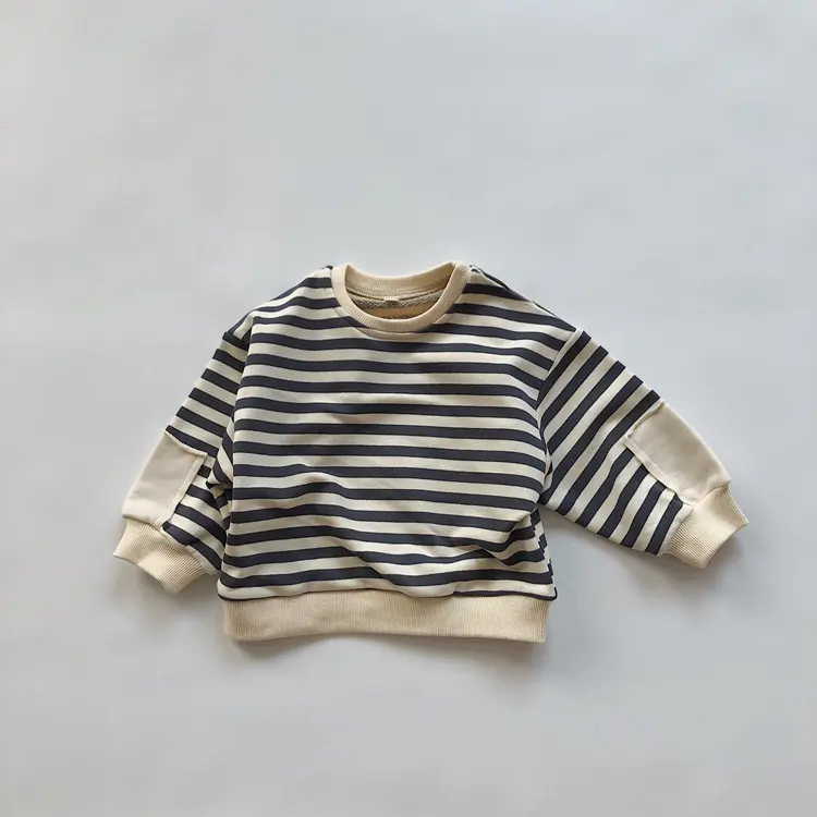 Abbigliamento per bambini 2023 primavera autunno nuovi bambini maglione a righe pullover in spugna ragazzi ragazze magliette a maniche a pipistrello felpe occidentali