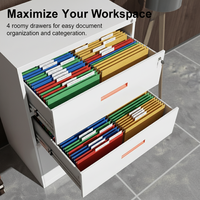 Meuble de classement à tiroirs latéraux avec serrure à clé, en acier moderne, mobile, pour rangement à domicile/bureau/chambre/atelier, blanc/orange, gain de place