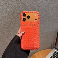 Étui porte-cartes pour iPhone 17 Pro Max pour filles, étui de luxe avec support en cuir croco pour iPhone 17 Pro Max