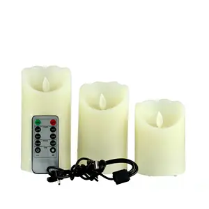 Afstandsbediening Timer 3Pcs Vlamloze Flickering Usb Oplaadbare Led Kaars Voor Evenementen Party Bruiloft Decoratie