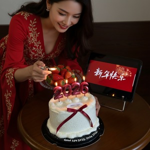 Honey And Sweetness 2026 Digital <b>Candle</b> Cake Plugin <b>Red</b> <b>Candles</b> For New Year Spring Festival Cake Decorating Supplies - Product Image 1