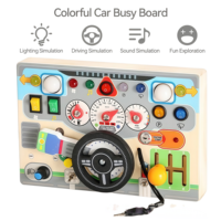 Tableau d'activités en bois coloré pour voiture, jouet sensoriel, simulation de conduite avec effets lumineux et sonores, jouet éducatif précoce pour tout-petits
