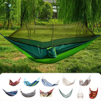 Hamac double portable avec moustiquaire, tissu parachute respirant, anti-chute, pour camping en extérieur